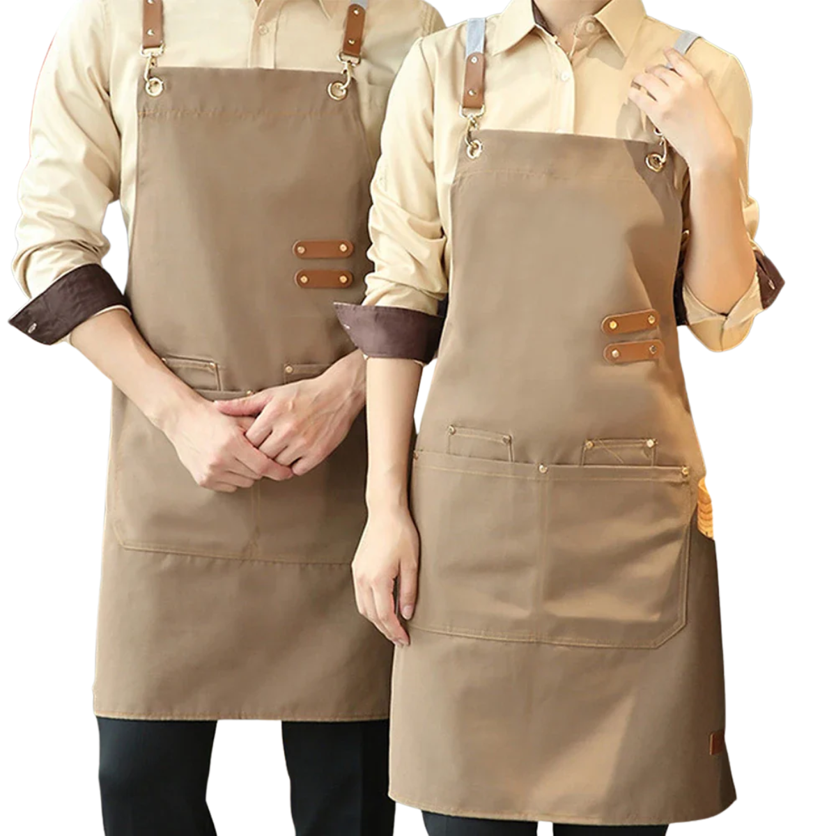Waterproof Kitchen Apron Oil-proof for Women Men with Large Pockets for or Coffee Bar Restaurant Shop Waiter Work Uniform