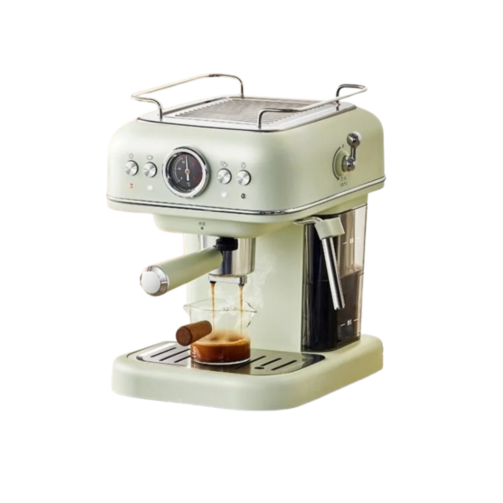 20Bar High-Pressure Dual Capsule & Espresso Coffee Machine, Semi-Auto w/ Built-in Grinder, Retro Dial Temp Monitor, Milk Frother