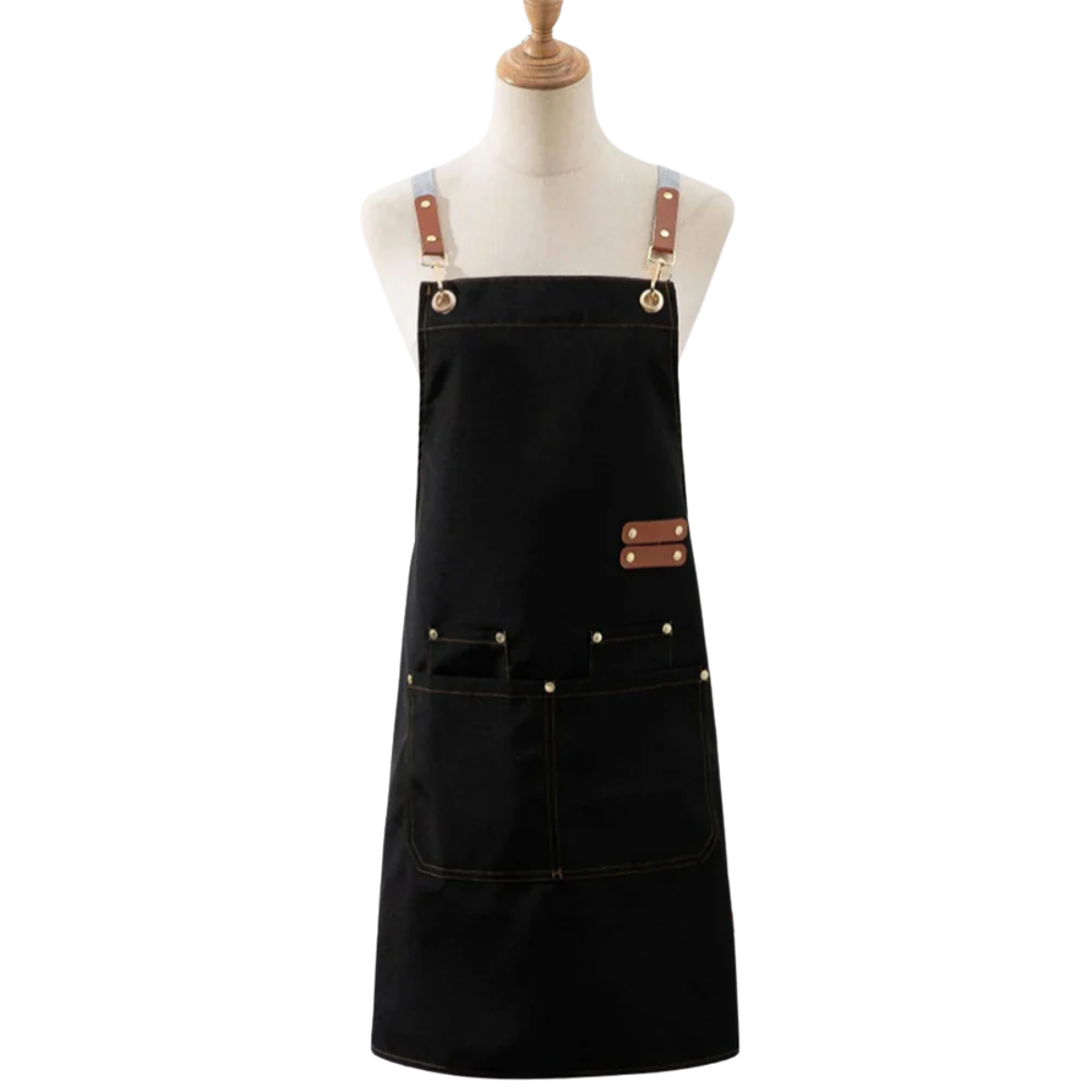 Waterproof Kitchen Apron Oil-proof for Women Men with Large Pockets for or Coffee Bar Restaurant Shop Waiter Work Uniform