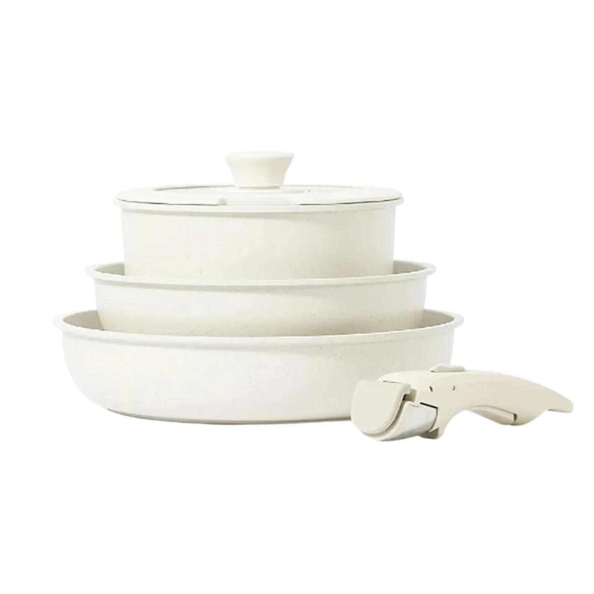 DONNOR Safe Nonstick With Removable Handle Cookware Set Kitchen Pots and Pans Set Suitable For Fried Egg Pancakes Oven Safe