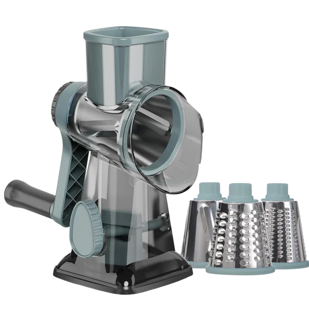 LMETJMA 3 in 1 Rotary Cheese Grater Versatile Manual Vegetable Slicer Peanut Nuts Grinder Cheese Vegetable Shredder Clear JT242