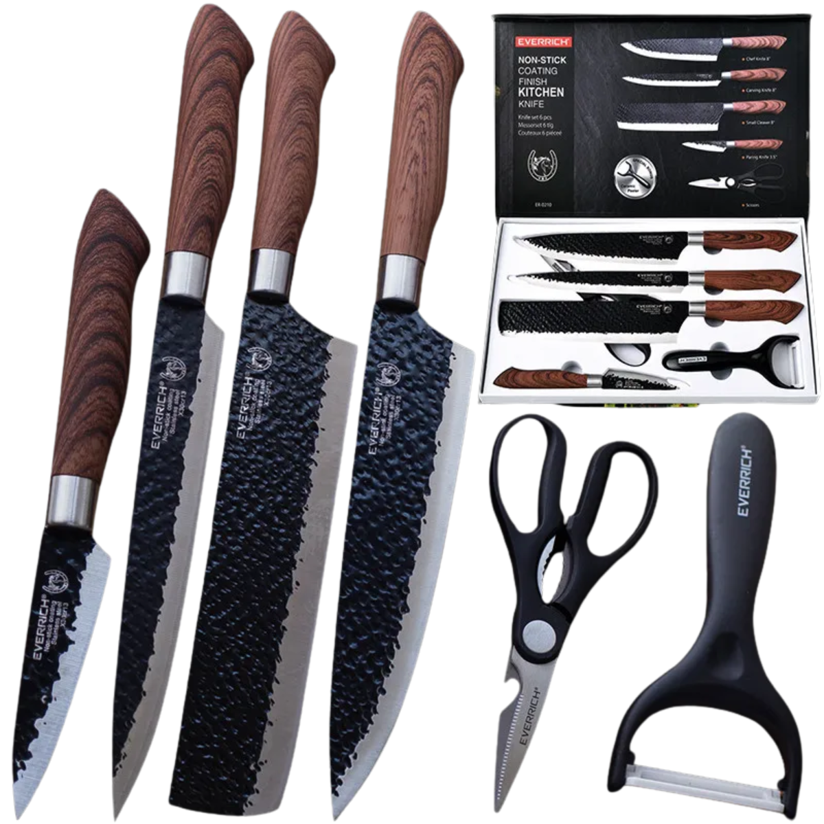 Stainless Steel Kitchen Knives Set Tools Forged Kitchen Knife Scissors Ceramic Peeler Chef Slicer Nakiri Paring Knife Gift Case