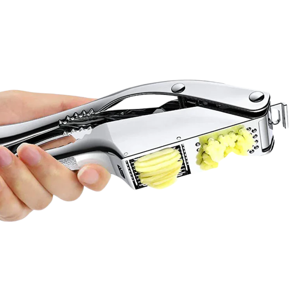 New Garlic Press Stainless Steel 2 in 1 Garlic Slicer Mincer Dual Function Garlic Crusher Handheld Squeezer Tool Kitchen Gadgets