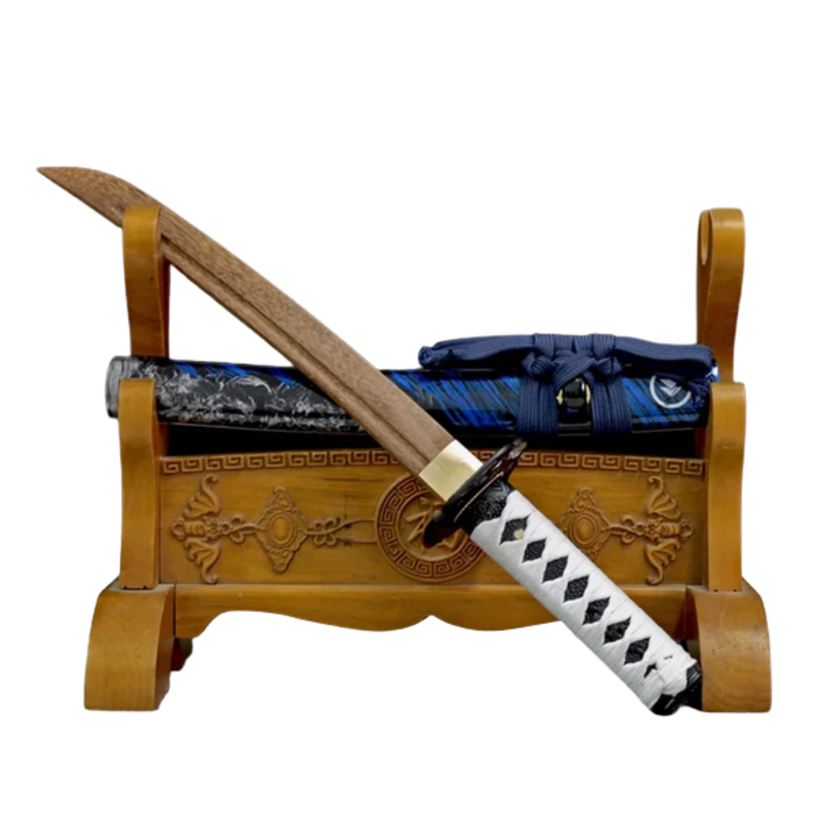 High Quality Set of 2 Japanese Samurai Katana Juhe Sword Log Rosewood Blade Fit Exercise Training Cosplay Weapon Props Unsharp