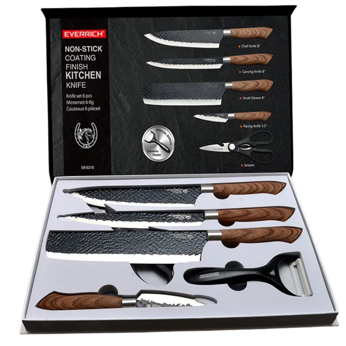 Stainless Steel Kitchen Knives Set Tools Forged Kitchen Knife Scissors Ceramic Peeler Chef Slicer Nakiri Paring Knife Gift Case