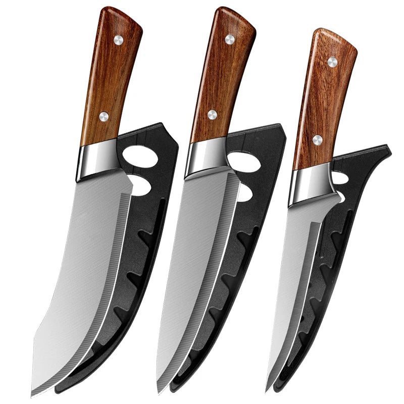 Stainless Steel Chef Knife Set Kitchen Fish Vegetables Cleaver Knives Professional Butcher Meat Boning Knives