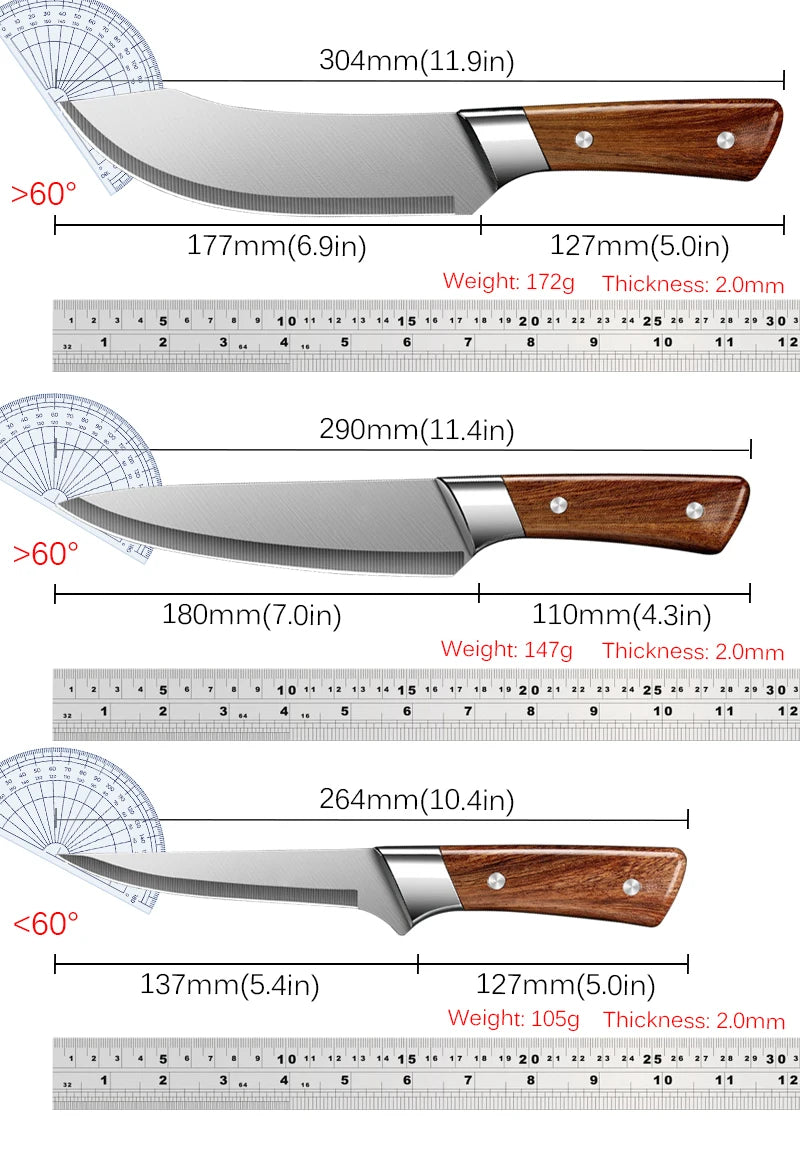 Stainless Steel Chef Knife Set Kitchen Fish Vegetables Cleaver Knives Professional Butcher Meat Boning Knives