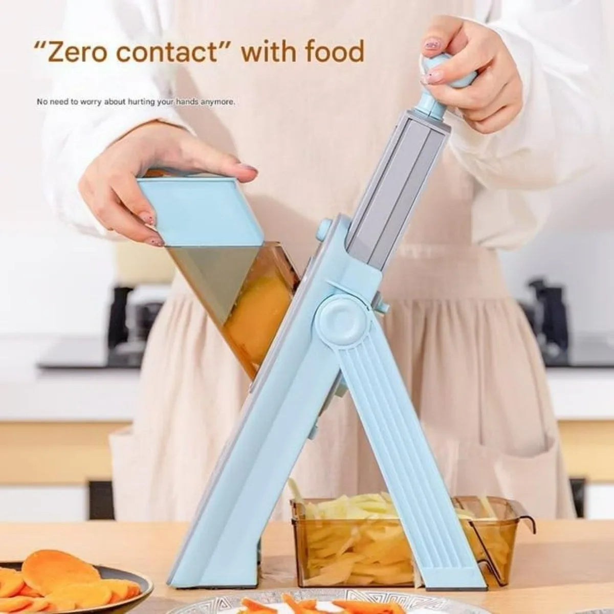 5 in 1 Vegetable Chopper Food Potato Cutter, Strips Julienne Dicer Adjustable Thickness 0.1-8 Mm Kitchen Chopping Kitchen Tools