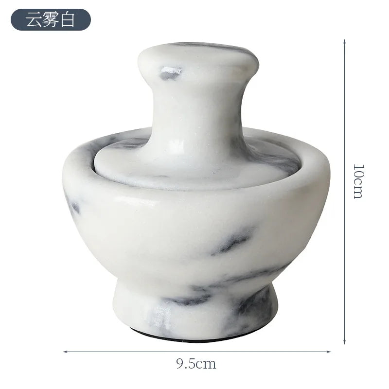 Marble Mortar and Pestle Set, Manual Spice & Pill Crusher for Pepper Garlic, Elegant Home Kitchen Tool