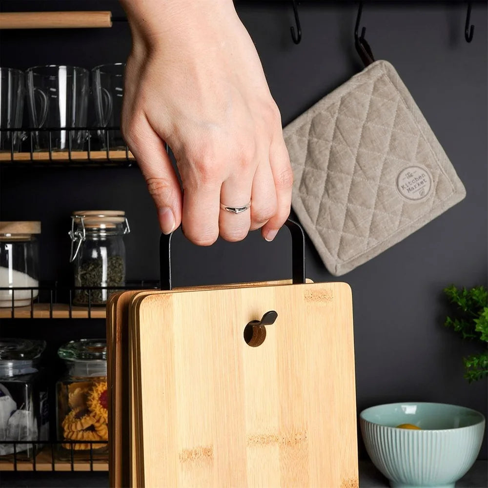 Bamboo Cutting Boards with 22x14 cm Stand 6 PCs