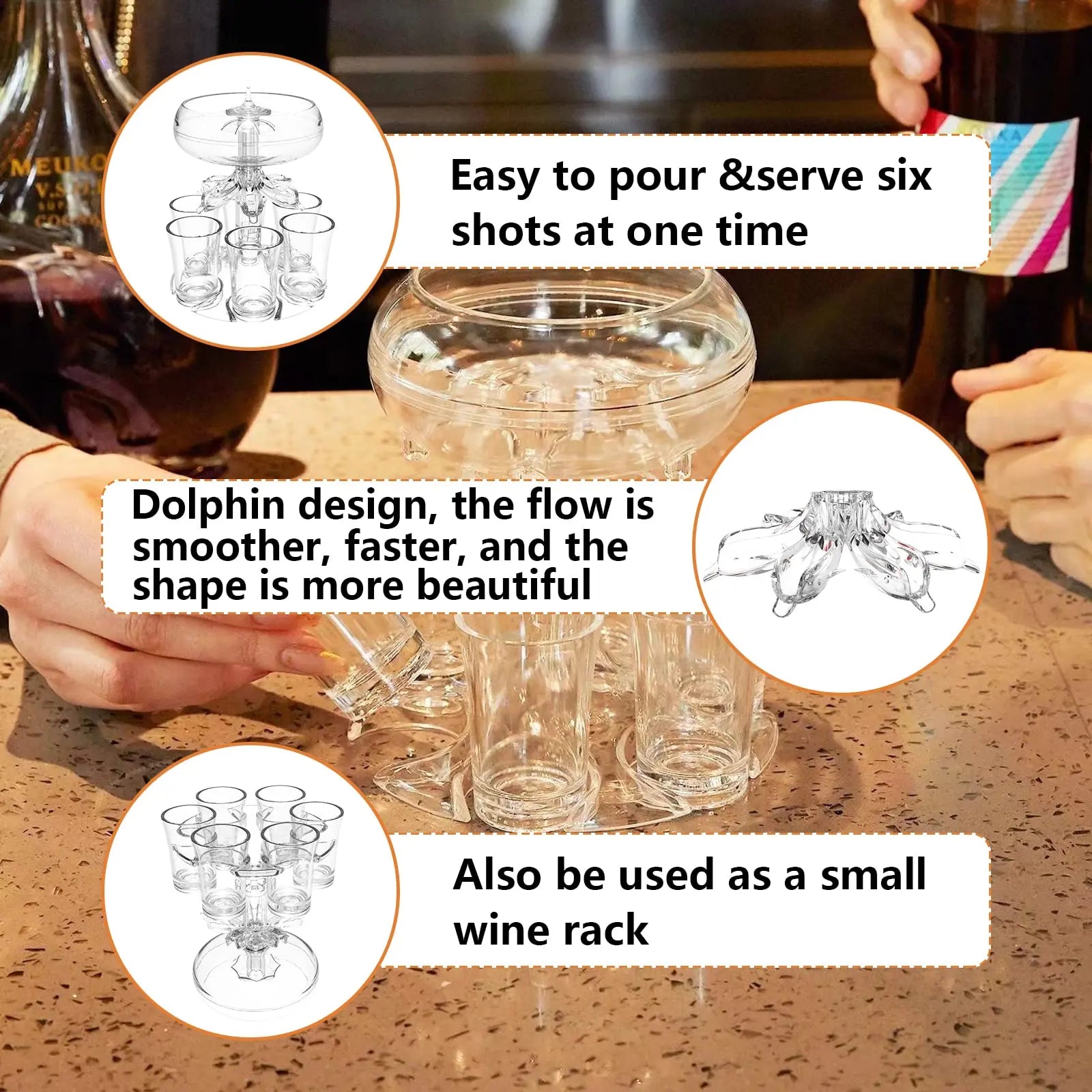 Multifunctional Wine Dispenser With 6 Glass Party Festival Games Liquor Drink Dispenser For Filling Liquids Bar Accessories