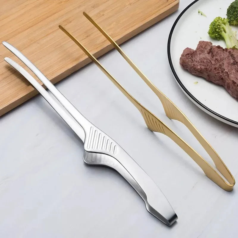 Stainless Steel Precision Kitchen Tongs Tweezers Non-slip Heat Resistant for BBQ Grilling Cooking Baking Serving Food Tweezers