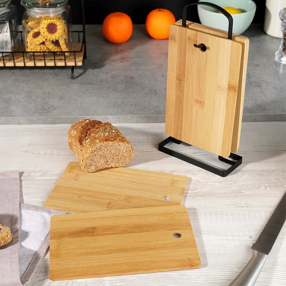 Bamboo Cutting Boards with 22x14 cm Stand 6 PCs