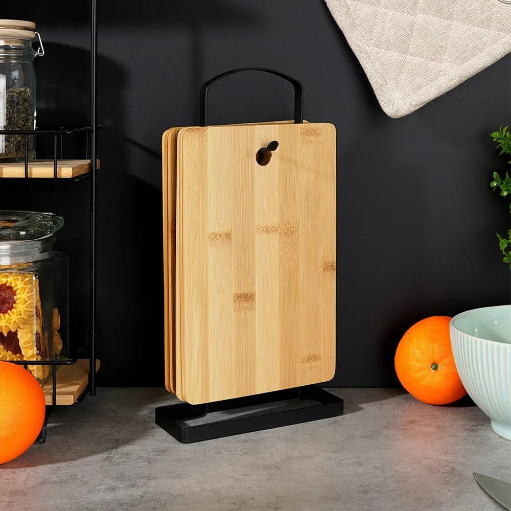 Bamboo Cutting Boards with 22x14 cm Stand 6 PCs