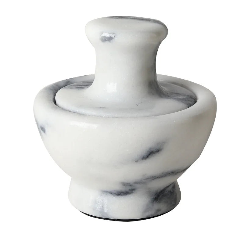 Marble Mortar and Pestle Set, Manual Spice & Pill Crusher for Pepper Garlic, Elegant Home Kitchen Tool