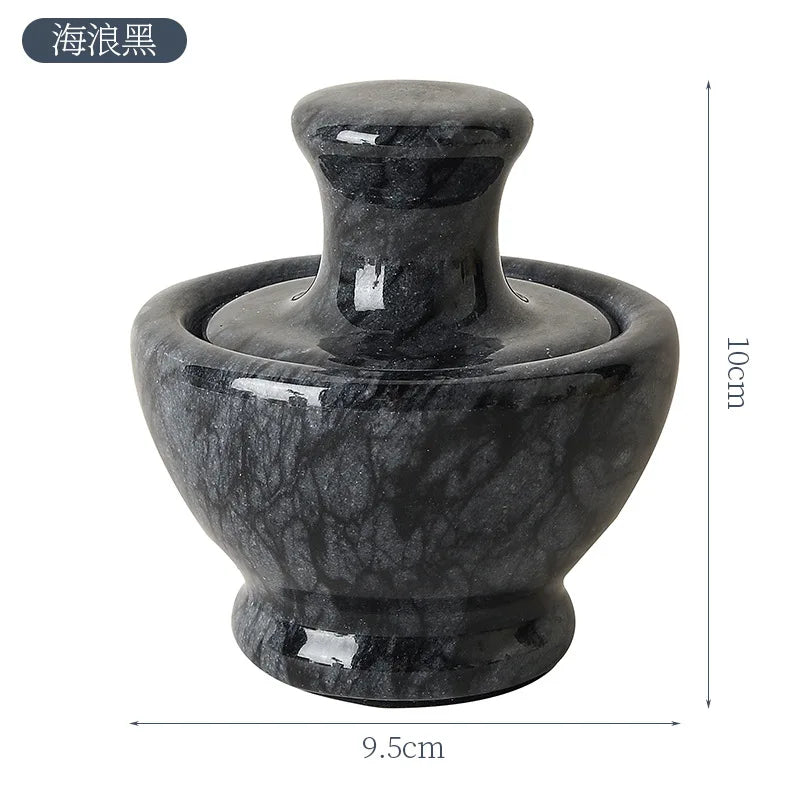 Marble Mortar and Pestle Set, Manual Spice & Pill Crusher for Pepper Garlic, Elegant Home Kitchen Tool