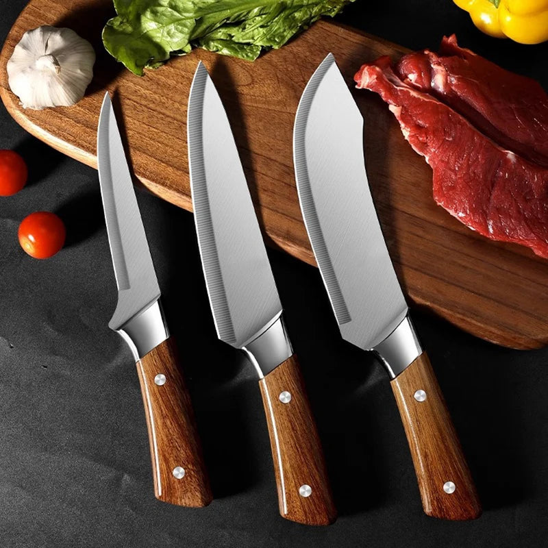Stainless Steel Chef Knife Set Kitchen Fish Vegetables Cleaver Knives Professional Butcher Meat Boning Knives