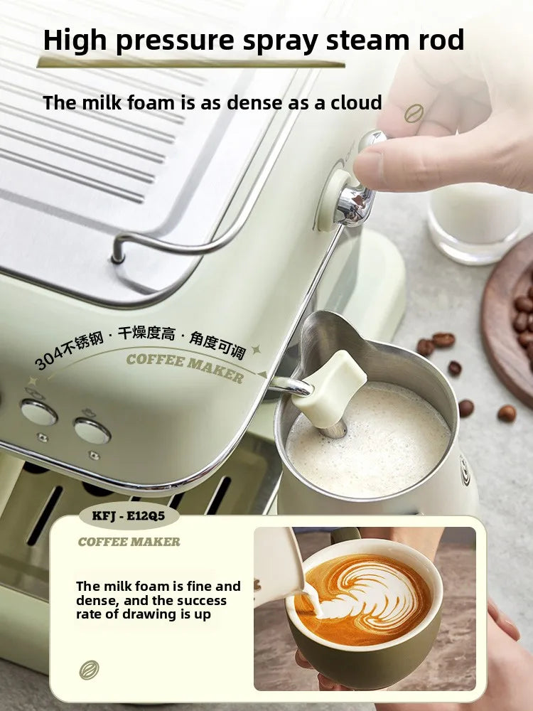 20Bar High-Pressure Dual Capsule & Espresso Coffee Machine, Semi-Auto w/ Built-in Grinder, Retro Dial Temp Monitor, Milk Frother