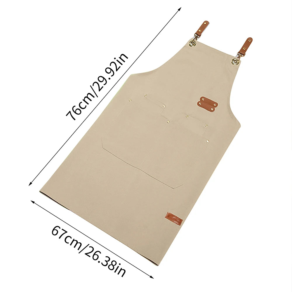 Waterproof Kitchen Apron Oil-proof for Women Men with Large Pockets for or Coffee Bar Restaurant Shop Waiter Work Uniform